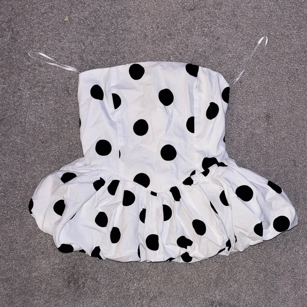 Stradivarius Black and White Bubble Top